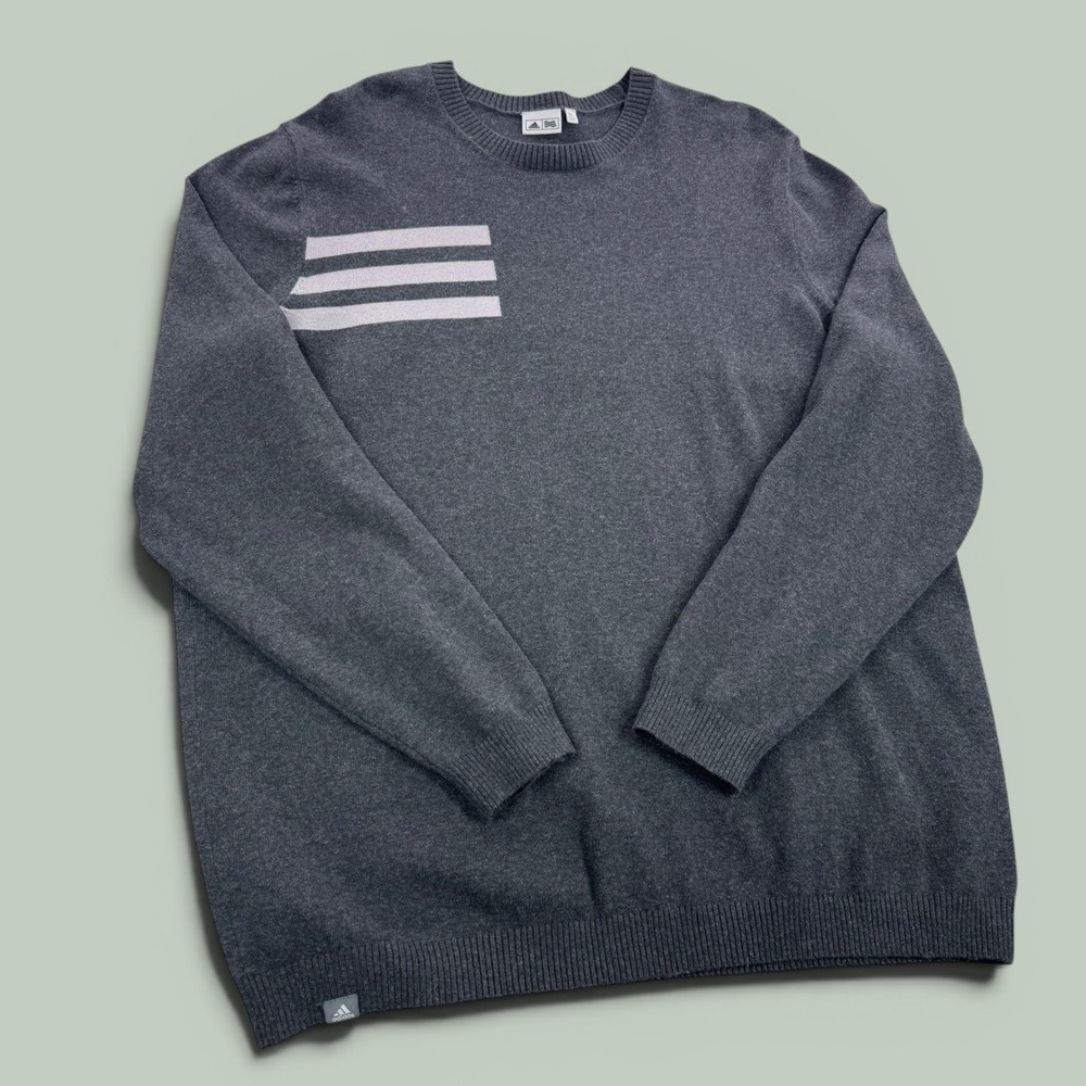 Adidas Golf Mens XL Charcoal Grey Crewneck Sweater Cotton Blend CF7540